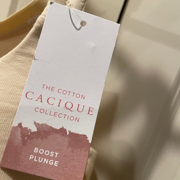 NWT Lane Bryant Cacique Cotton Boost Plunge Bra 42DD Cream/Nude - Picture 5 of 7